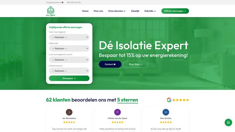 Website van ALSA Isolatie