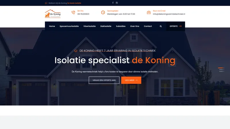 Website van De Koning Warmtetechniek