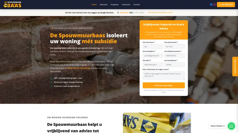 Website van De Spouwmuurbaas B.V.