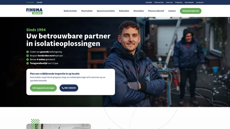 Website van Fihuma Isolatie