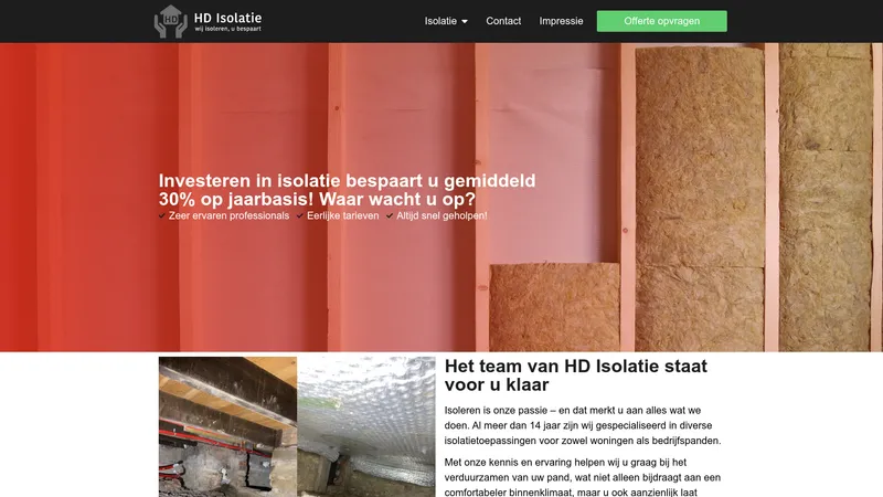 Website van HD Isolatie