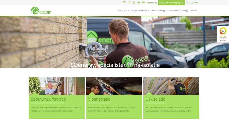 Website van ISOenergy - Spouwmuurisolatie, dakisolatie en vloerisolatie