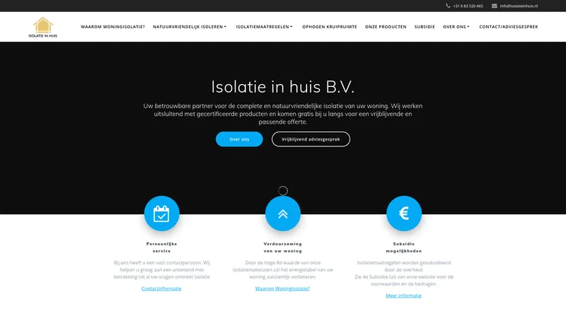 Website van Isolatie in Huis B.V.