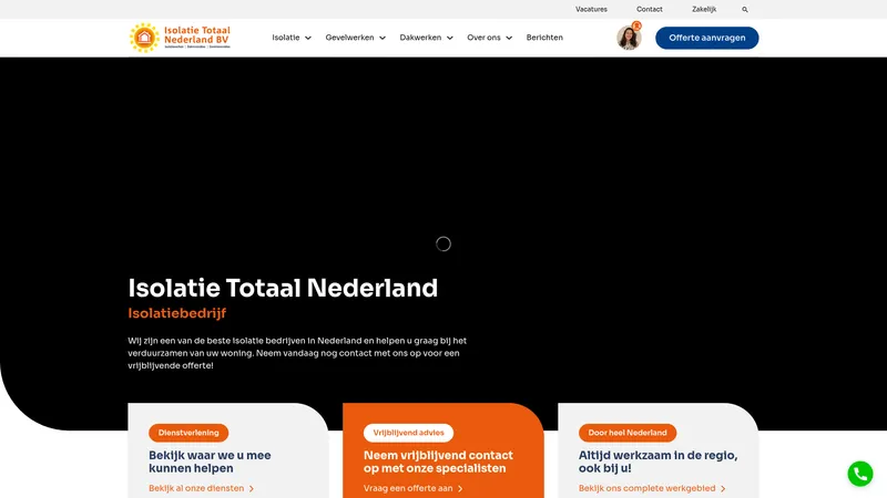 Website van Isolatie Totaal Nederland BV - Isolatiebedrijf