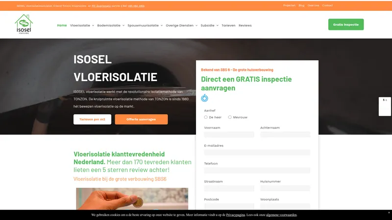 Website van ISOSEL Vloerisolatie | TONZON