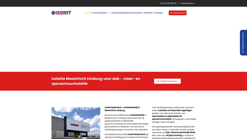 Website van Isowit B.V. Isolatiespecialist