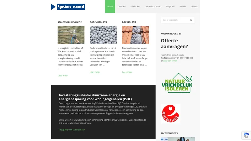 Website van Koston Noord BV