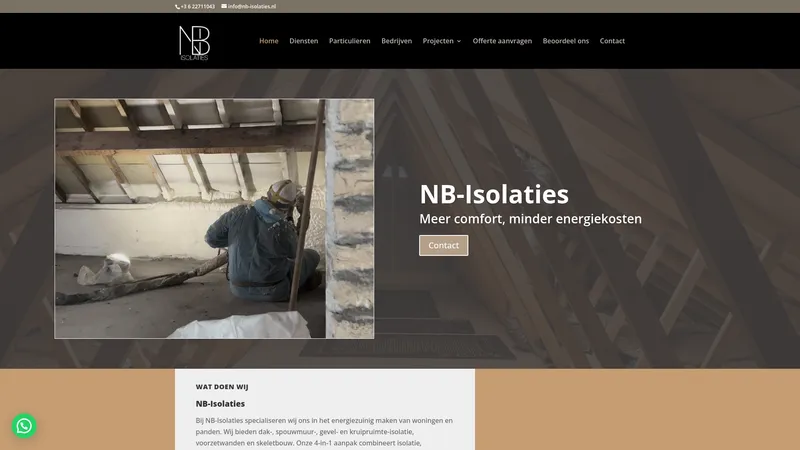 Website van NB-Isolaties B.V.