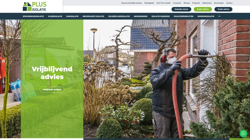 Website van Plus Isolatie B.V.