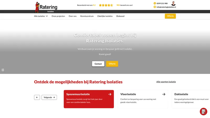 Website van Ratering Isolaties B.V.