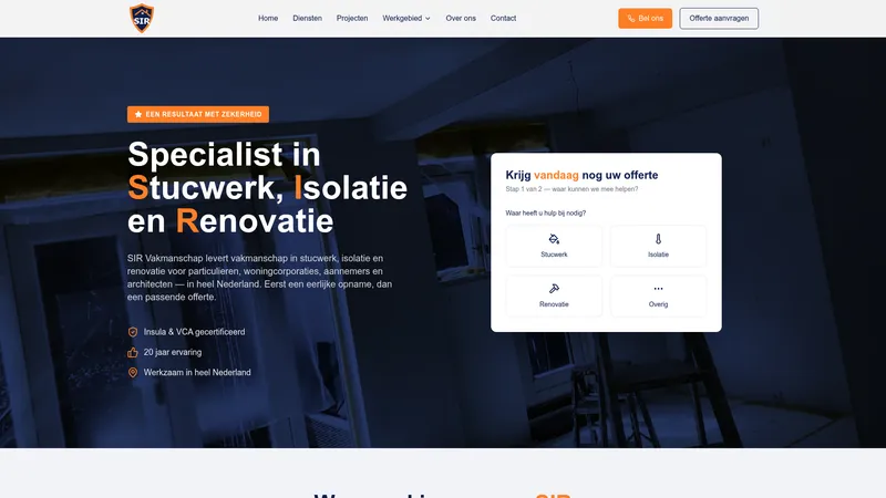 Website van SIR Vakmanschap