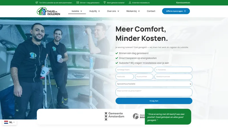 Website van Thuis in Isoleren