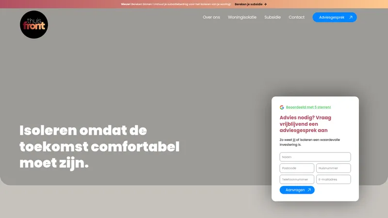 Website van Thuisfront Isolatie