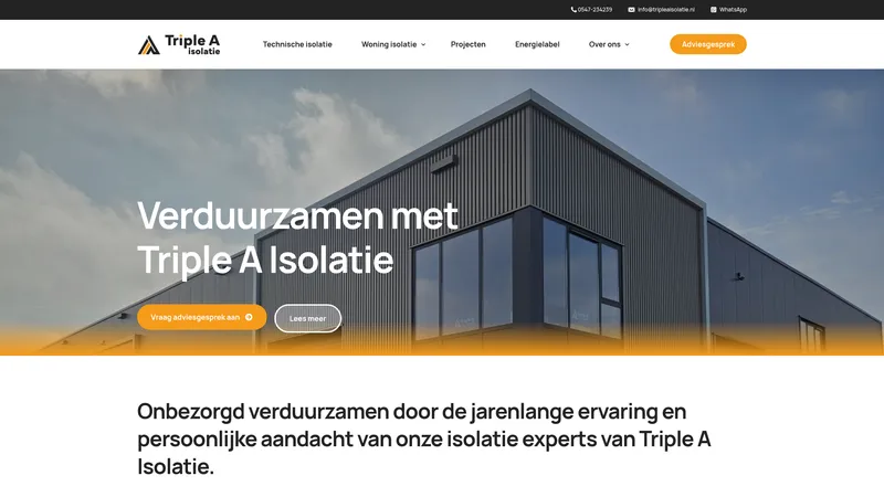 Website van Triple A Isolatie