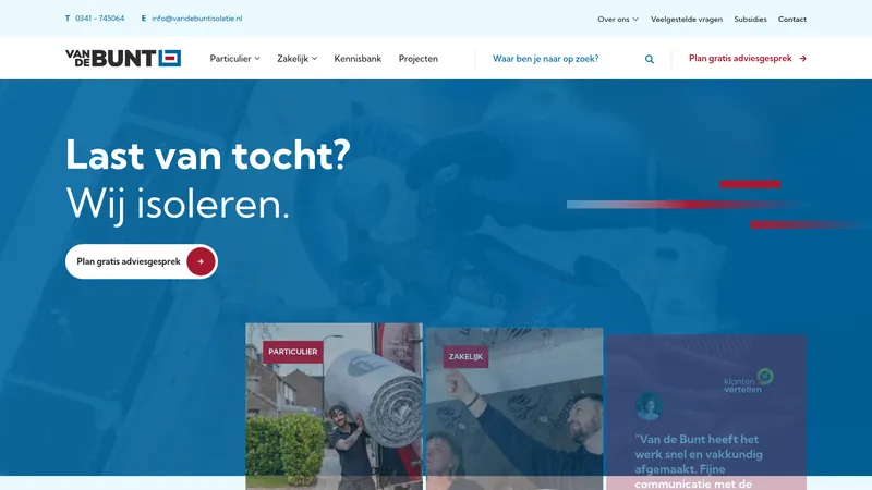 Website van Van de Bunt Isolatie