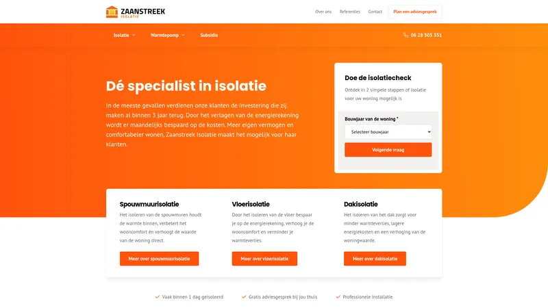 Website van Zaanstreek Isolatie